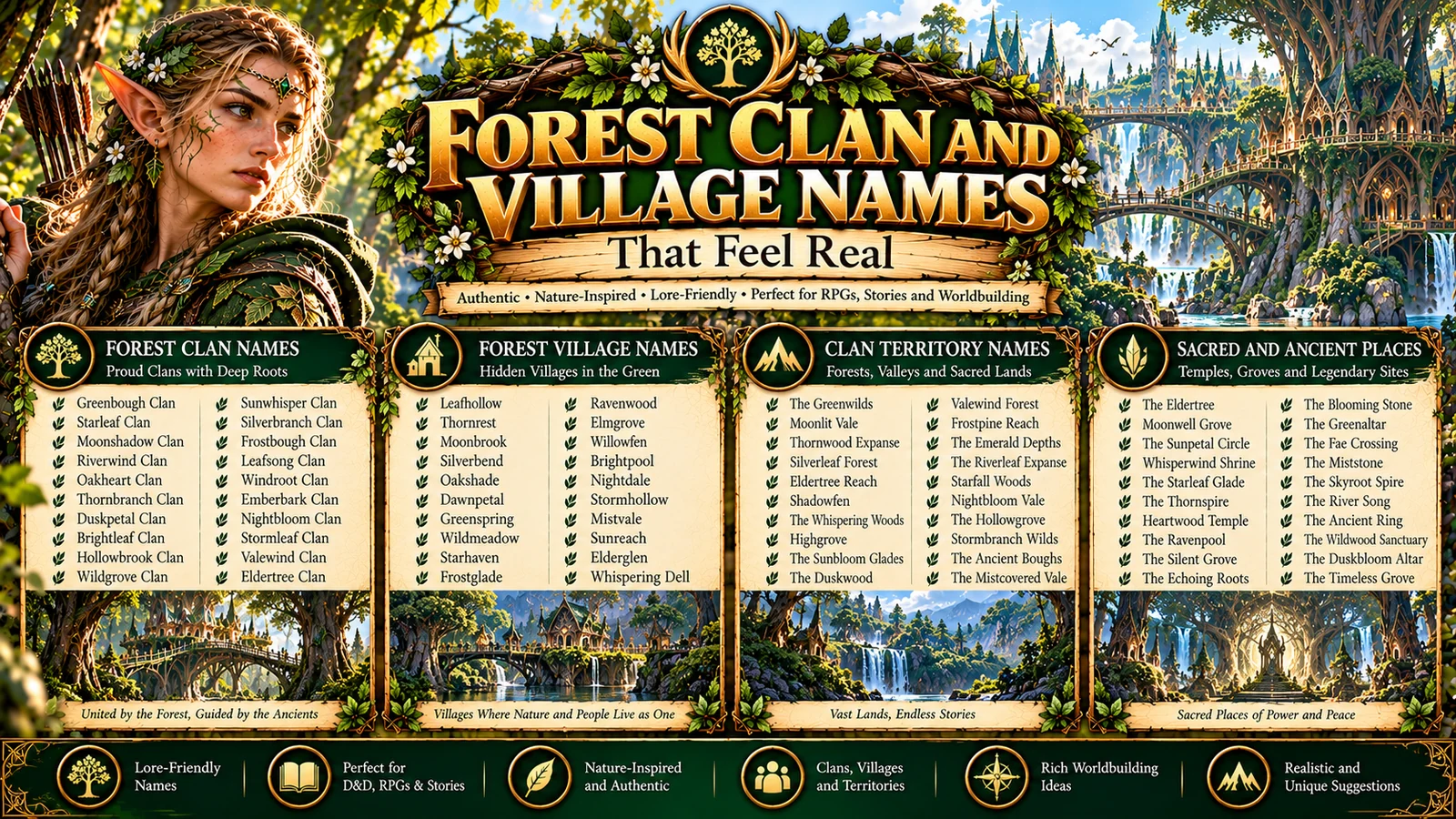 Wood elf forest settlements, villages and clan names